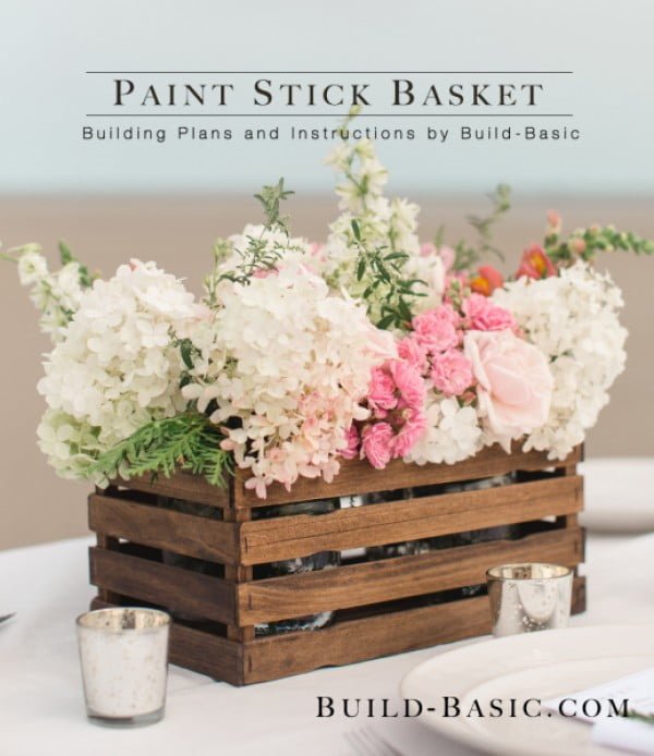 How to make a   paint stick basket centerpiece. Looks easy enough!  