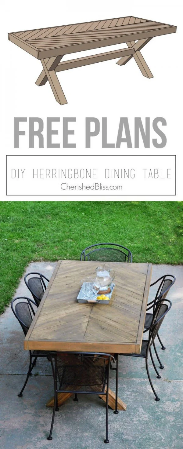 Great idea! Check out the tutorial on how to make a  outdoor herringbone table. 