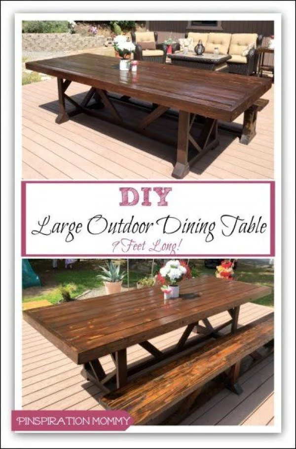 Great idea! Check out the tutorial on how to make a  outdoor dining table. 