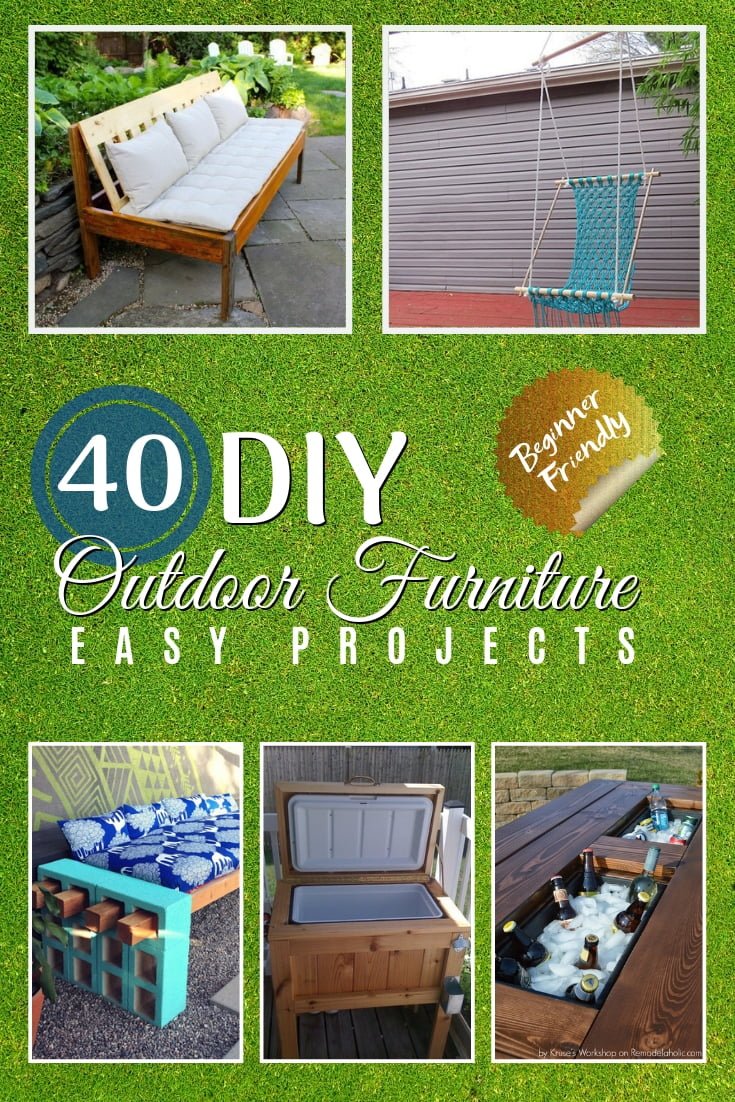 You can save on outdoor furniture with these DIY projects. It's a great way to build your own furniture for penny on the dollar! A great list of 40 easy tutorials! #furniture #DIY