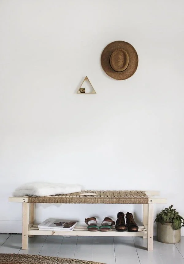 Check out the tutorial on how to make a DIY woven bench. Looks easy enough! 