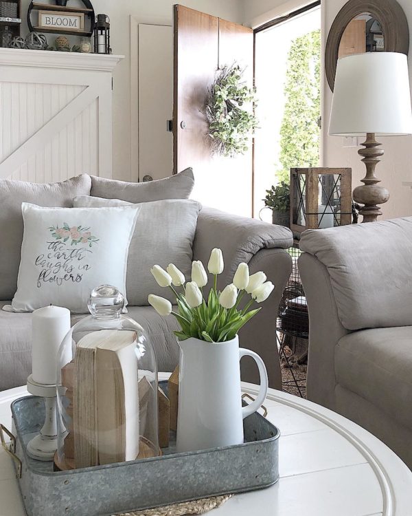  decor idea with candle lantern decorations and old wheel iron shelves. Love it!   