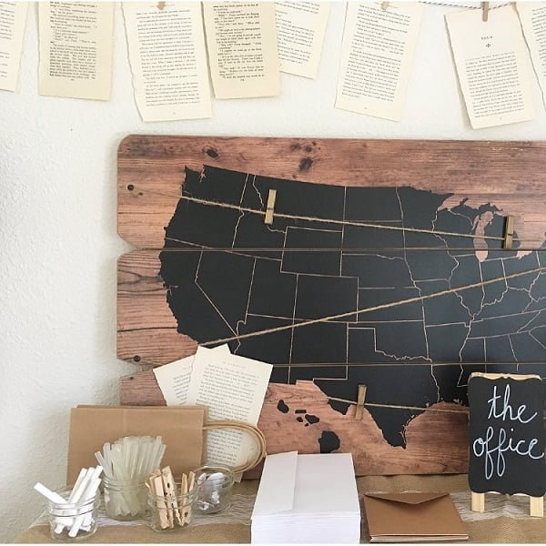 100 Charming Farmhouse Decor Ideas for Your Home Office - You have to see this office decor idea with cuetip-like holding cups and an inked world map. Love it!