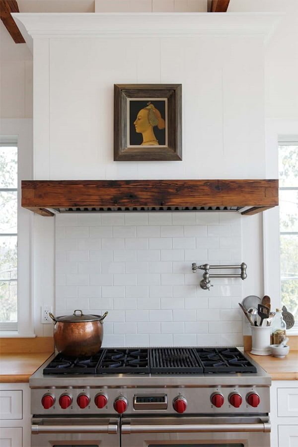 100 Stunning Farmhouse Kitchen Decor Ideas You Have to Try - You have to see this kitchen decor idea with white medium hardwood countertops and mettalic towel holder. Love it! Kitchen 