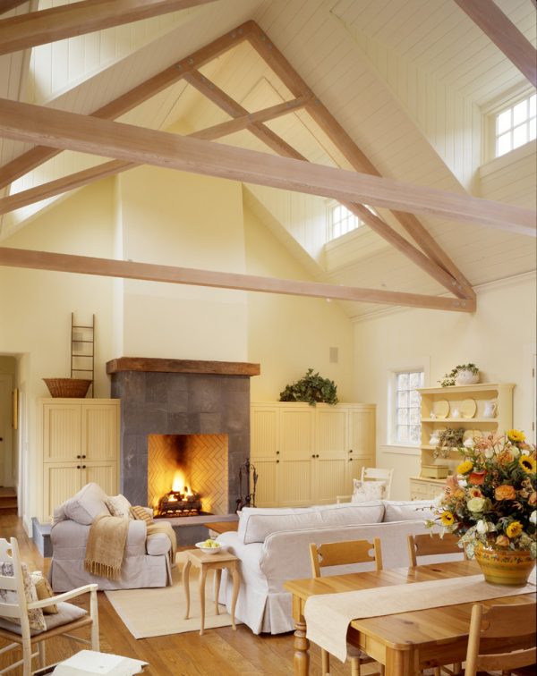 living room decor idea with kitchen-inspired details and warm yellow undertones. Love it!