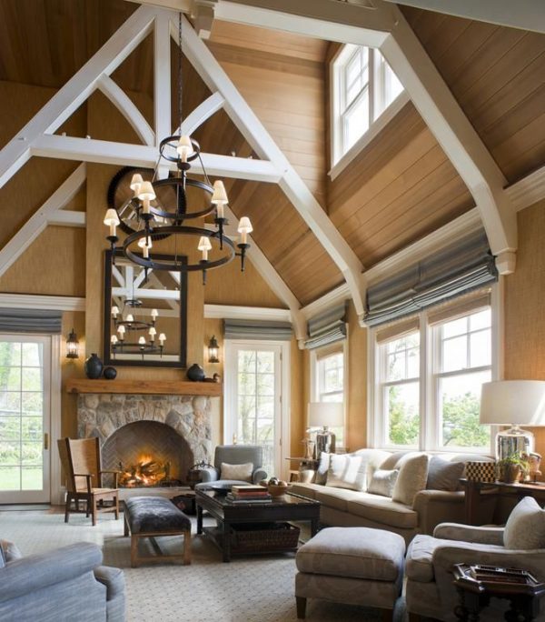 living room decor idea with aristocratic background and perplexing wooden ceiling. Love it!
