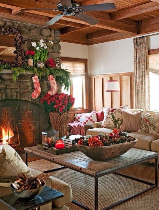 living room decor idea with retro coffee table and a pop of red! Love it!