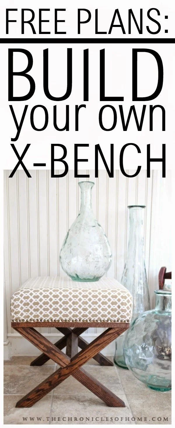 Check out the tutorial on how to make a DIY x-frame bench. Looks easy enough! 