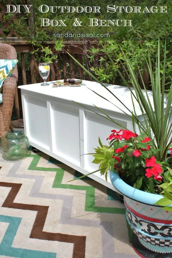 Great idea! Check out the tutorial on how to make a  outdoor storage bench. 
