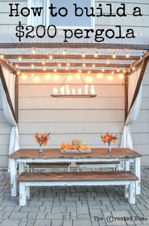 Great idea! Check out the tutorial on how to make a  pergola for under $200. 