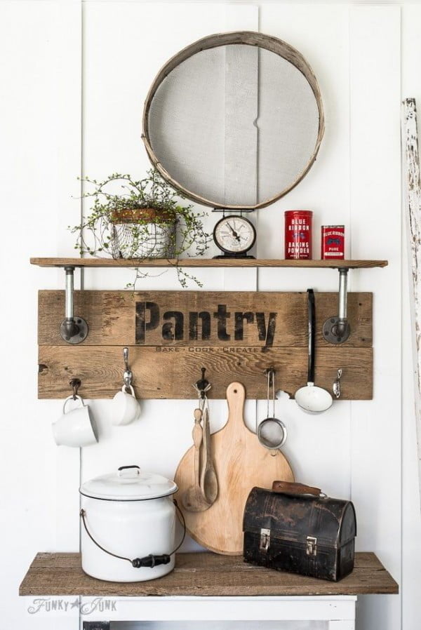 How to make a   wood and pipe pantry shelf. Looks easy enough!  