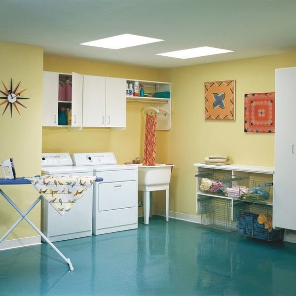 100 Fabulous Laundry Room Decor Ideas You Can Copy - You have to see this decor idea with sky-high ceilings and unique porcelain sink . Love it!