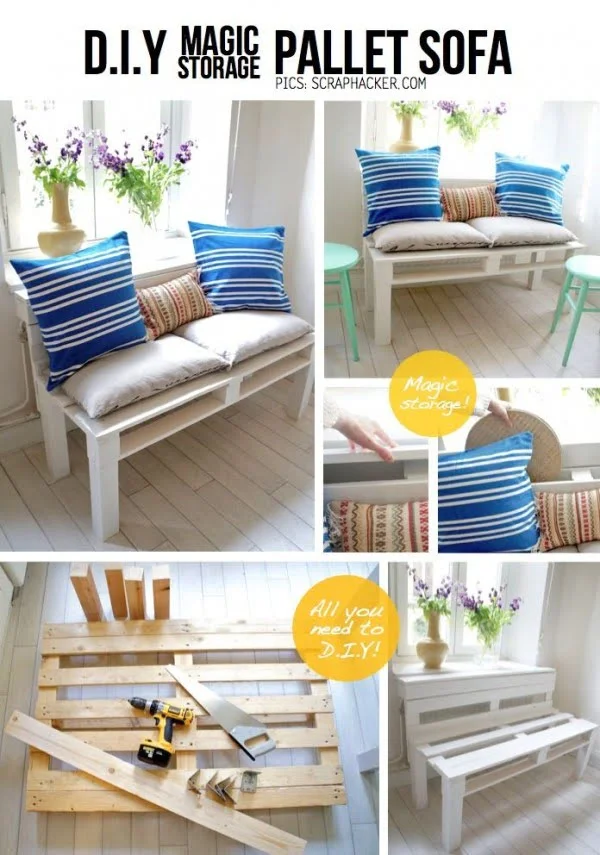 Great idea! Check out the tutorial on how to make a  outdoor pallet sofa. 
