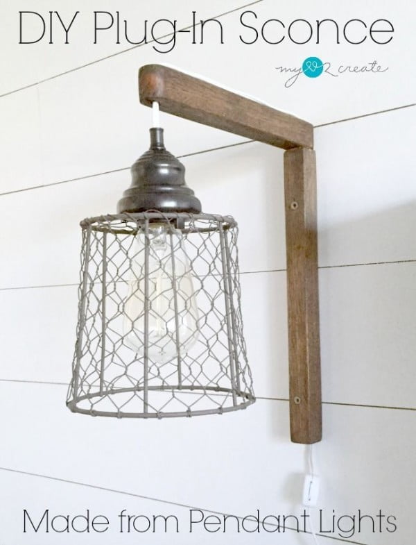 How to make a   wire basket plugin sconce. Looks easy enough!  