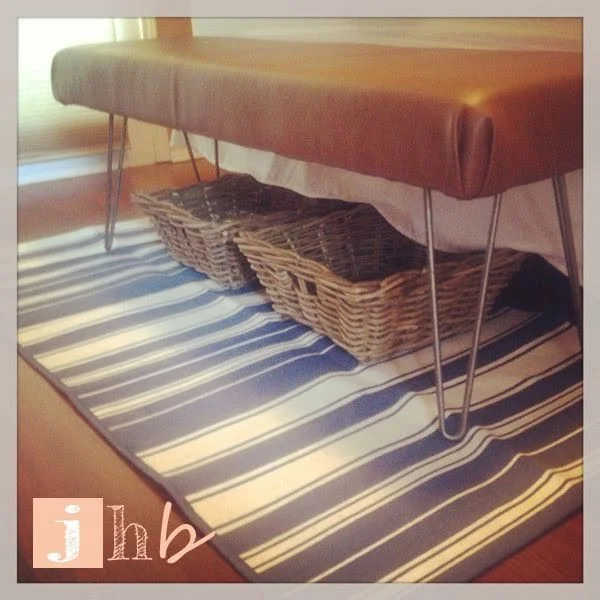 Check out the tutorial on how to make a DIY hairpin bench. Looks easy enough! 