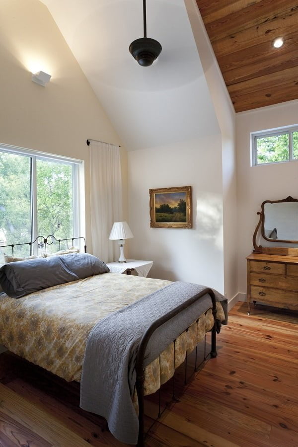  decor idea with partial hardwood ceiling and custom made mirror and drawer. Love it!   