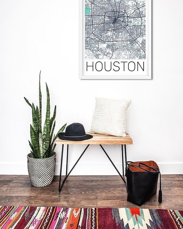  decor idea with hardwood floors, a white patterned pillow and plain white walls. Love it!   