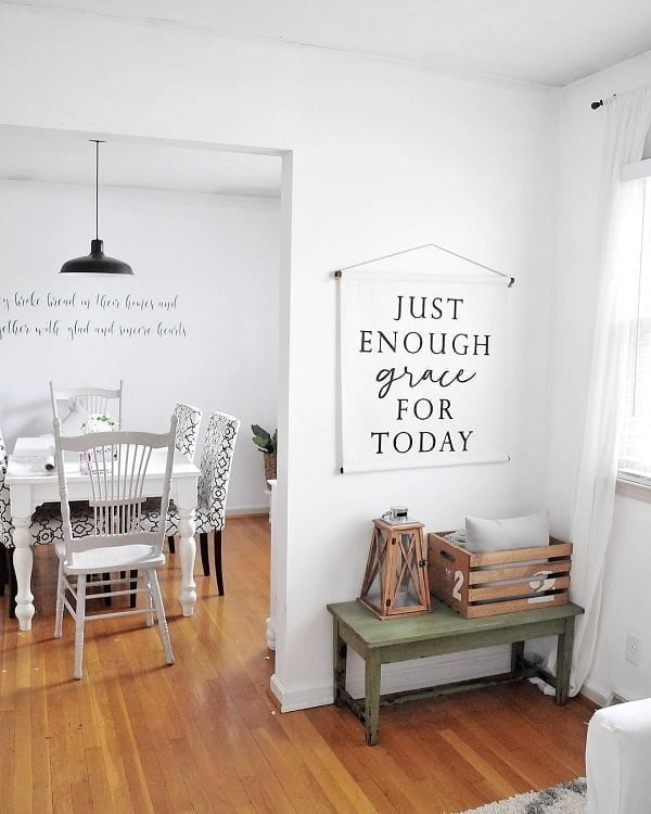  decor idea with hadrwood floors and motivational wall signs. Love it!   