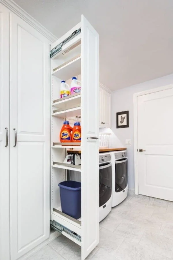 100 Fabulous Laundry Room Decor Ideas You Can Copy - You have to see this laundry room decor idea with workbench and storage. Love it!