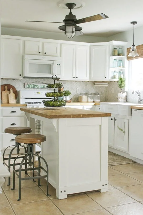 Trash Storage Rustic Kitchen Island 