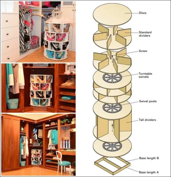 lazy suzan diy shoe rack