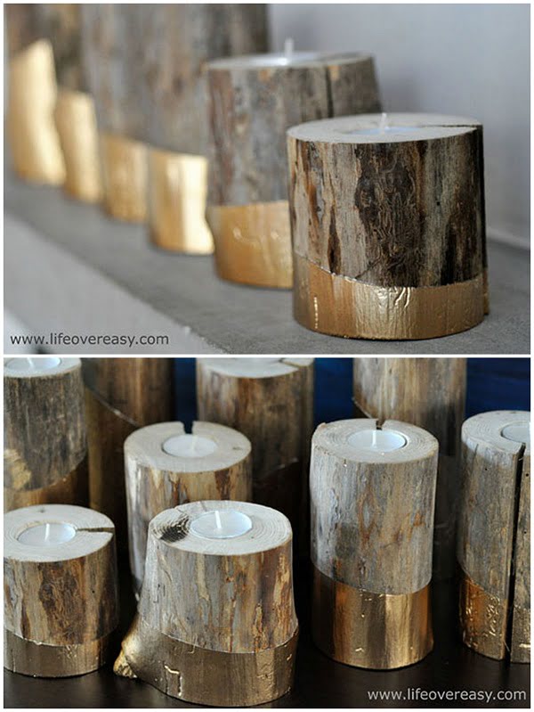 How to make rustic gold-dipped candleholders