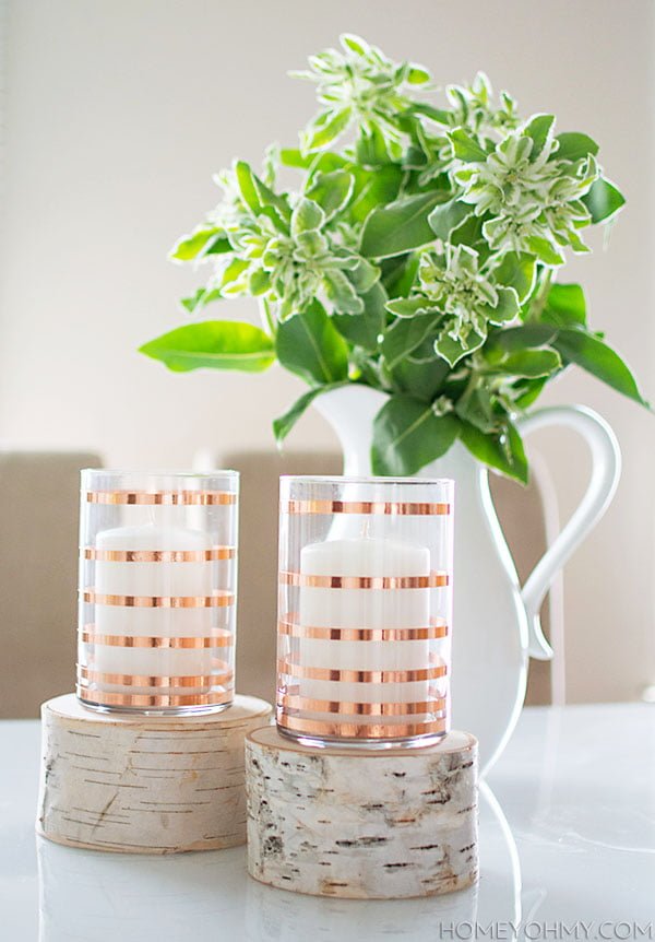How to make striped copper candleholders