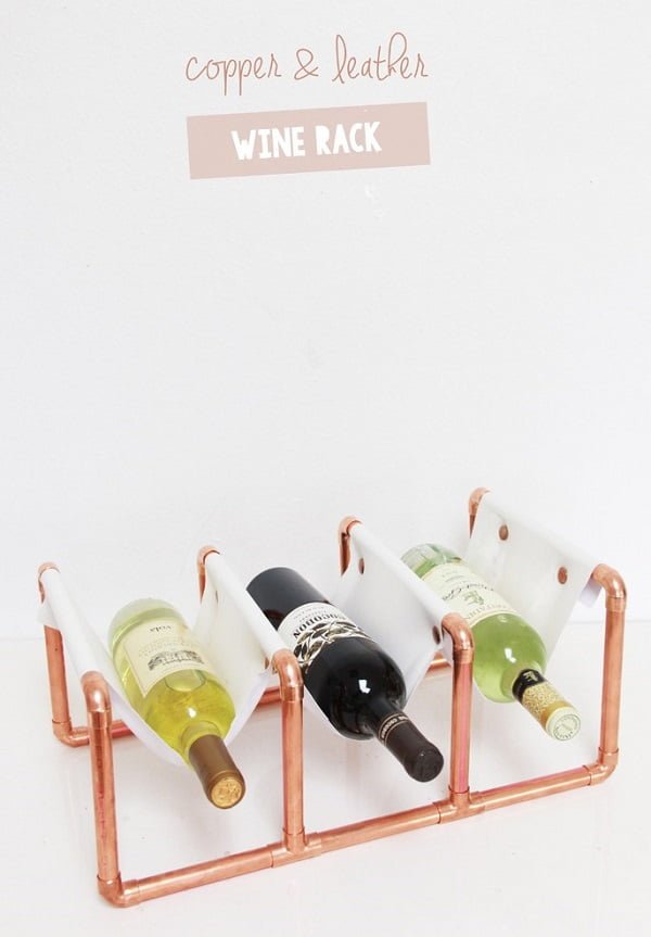 How to make a #DIY copper and leather Wine Rack #homedecor