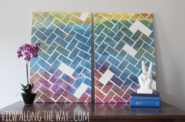 How to make playful herringbone  Canvas Art