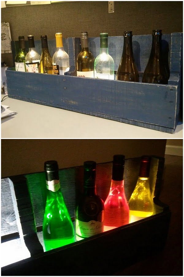How to make a #DIY LED lit Wine Rack #homedecor