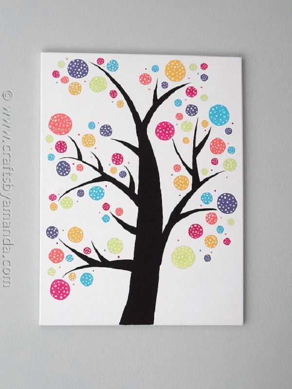 How to make polka dot  Canvas Art