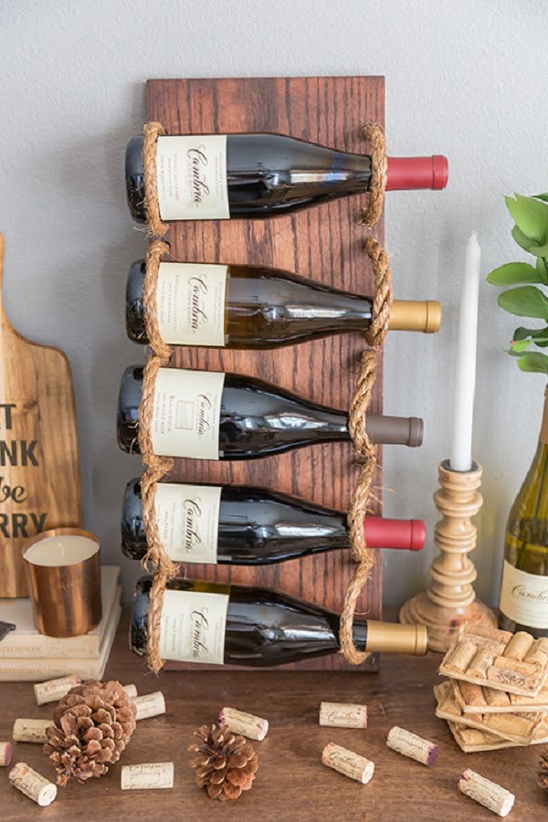 How to make a #DIY #Rustic rope Wine Rack #homedecor