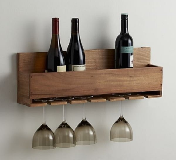 How to make a #DIY wine bottle and stemware rack #homedecor