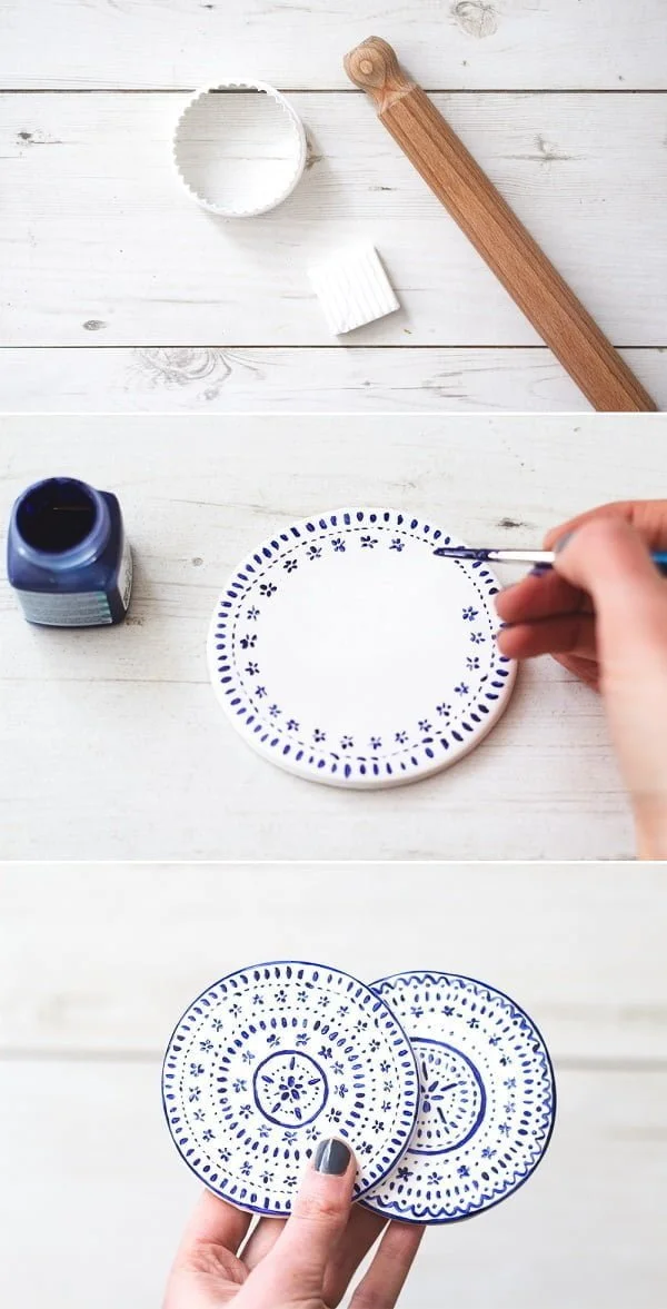 How to make painted clay coasters