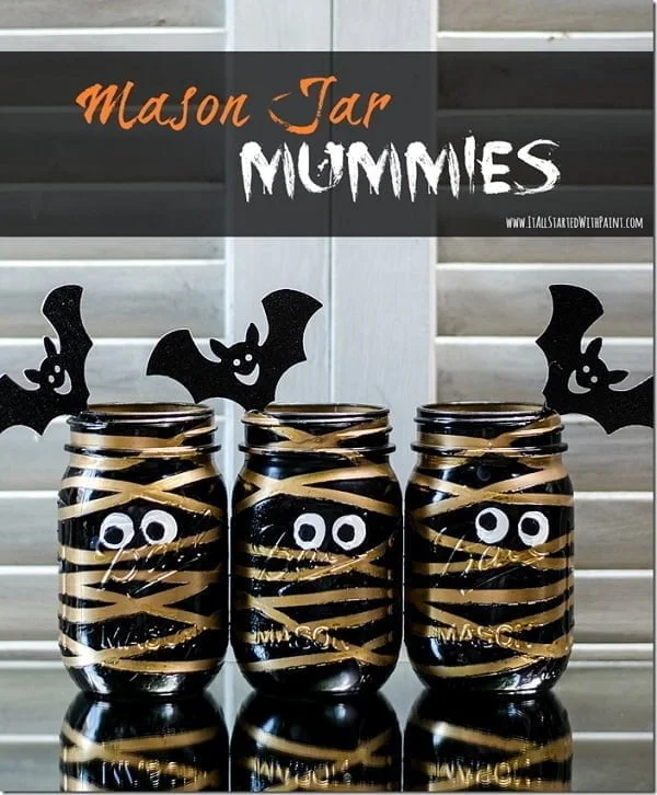 How to make  Halloween mummie jars 