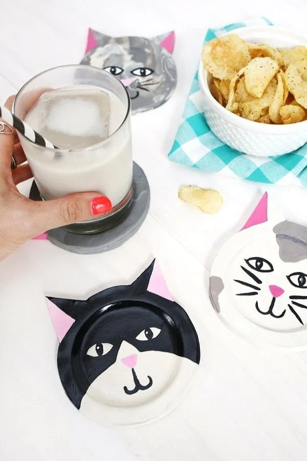 How to make clay kitty coasters