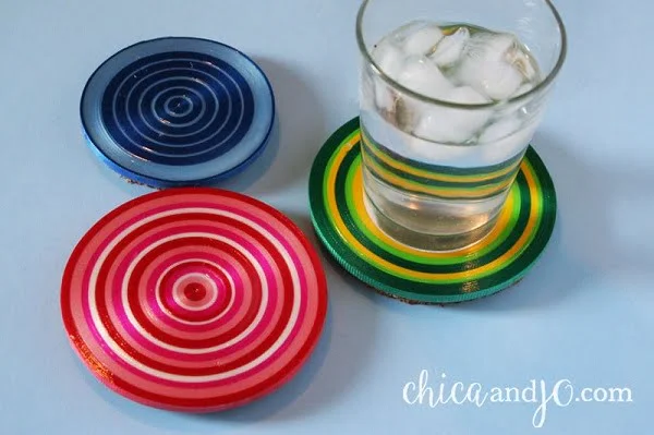 How to make curling ribbon coasters