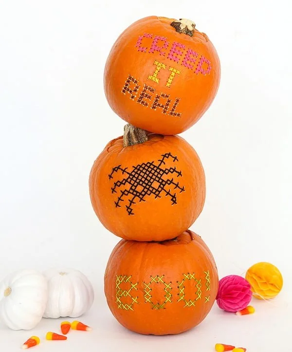 How to make  Halloween stitched pumpkins 
