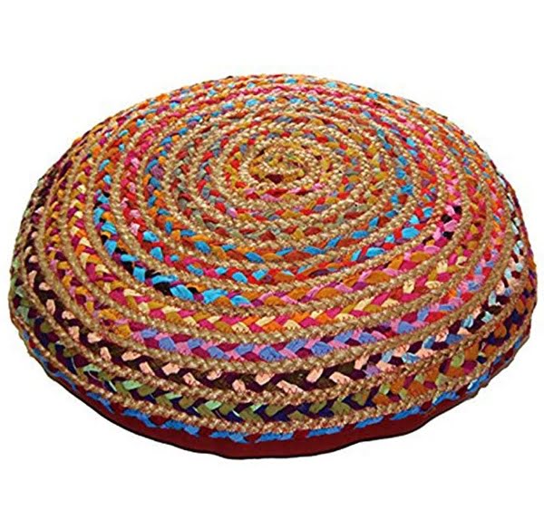 Handwoven braid floor pillow