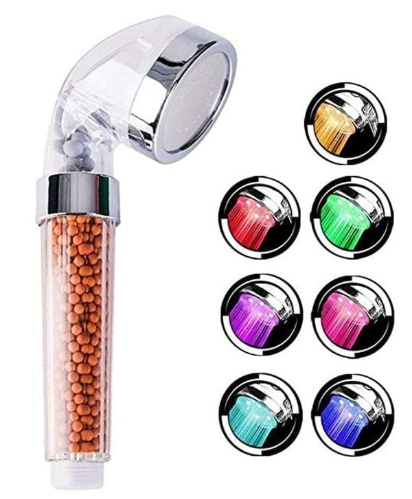 LED shower head with water purifier filter