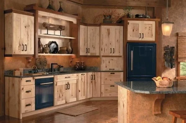 Natural wood shaker rustic kitchen cabinets 