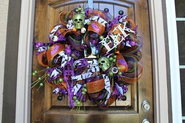 Ribbon and skull  wreath idea 