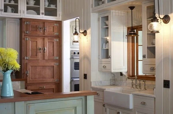 Rustic accent pantry kitchen cabinet 