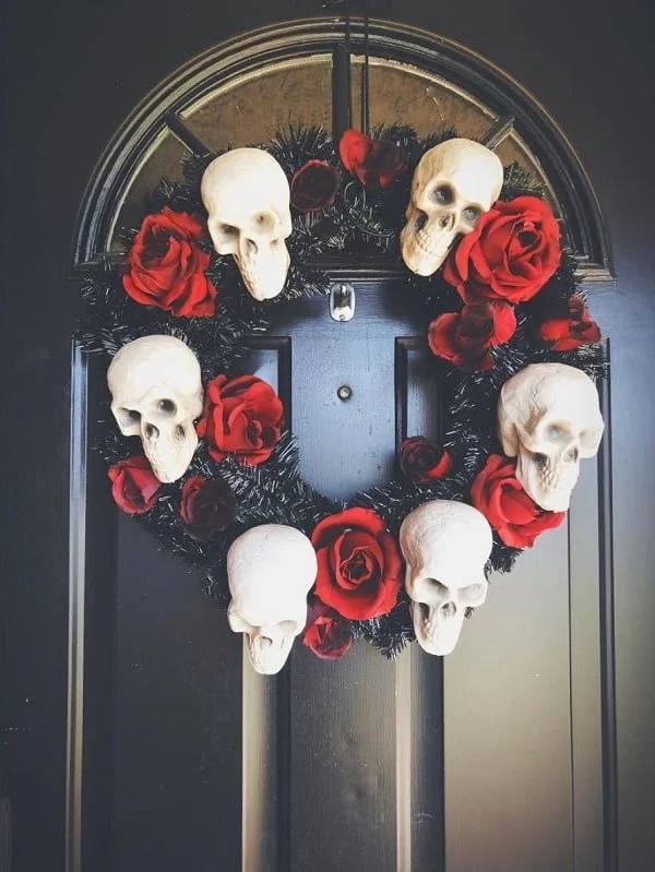 Skulls and roses  wreath 