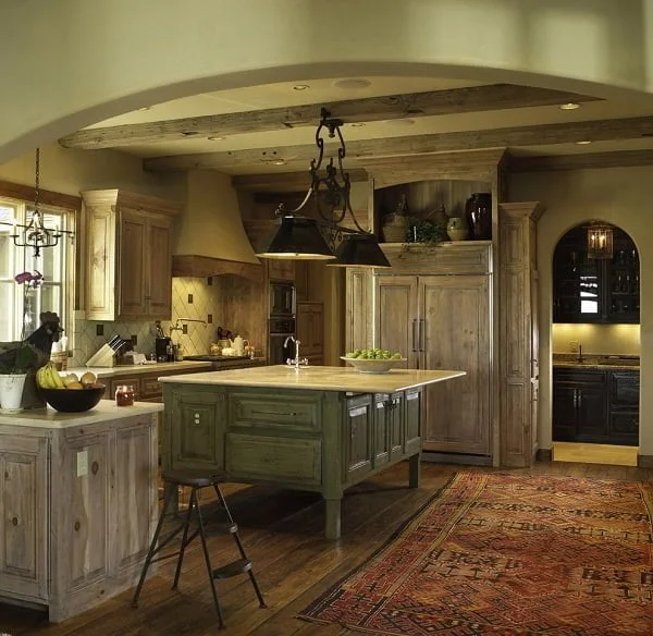 Solid wood rustic kitchen cabinets 