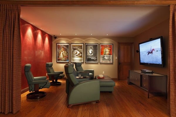 Home theater decor with movie posters