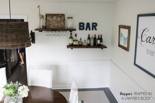Bar shelves dining room wall decor #homedecor