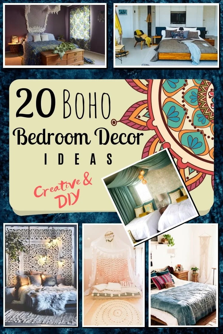 Love boho decor and want your bedroom to have the vibe? Who doesn't! This is a great list of 20 creative boho decor ides for the bedroom. Worth saving! #homedecor #bedroomdecor #DIY