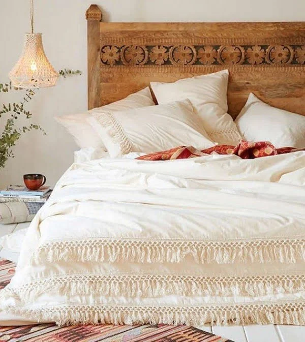 Tassel fringe covers boho bedroom 