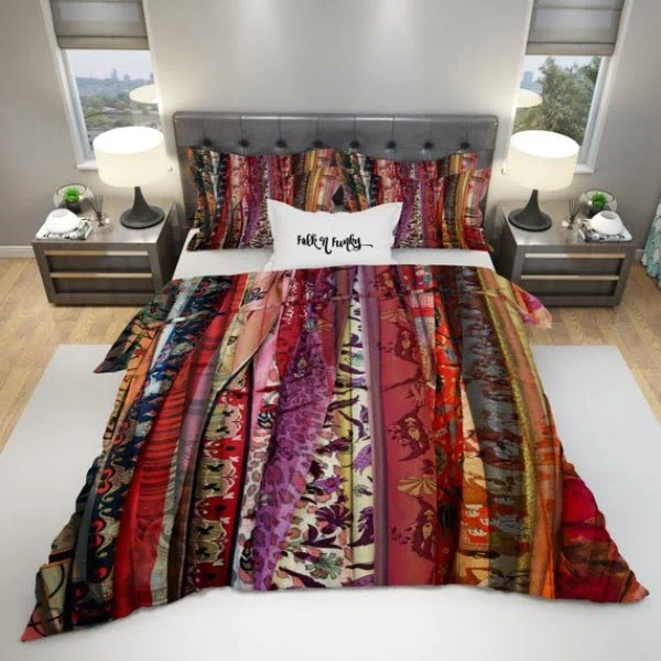 Bright pattern duvet covers boho bedroom 